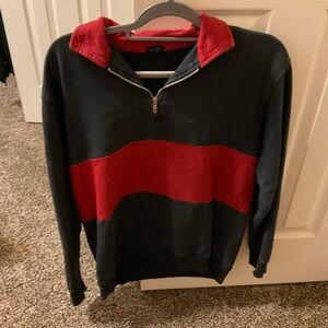 Brandy Melville Blue and Red Stripe Zip Sweater